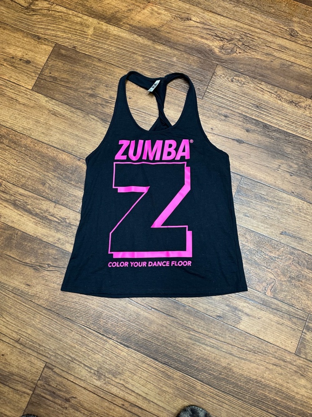 Zumba Fitness Black Racerback Tank with Hot Pink Graphic Z